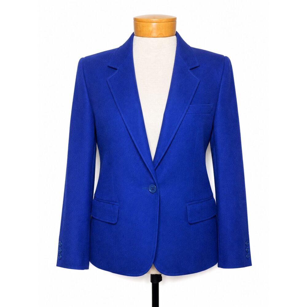VTG McAlpins Royal Blue Pure Wool Blazer Jacket USA Made Size 8M Fits XS S